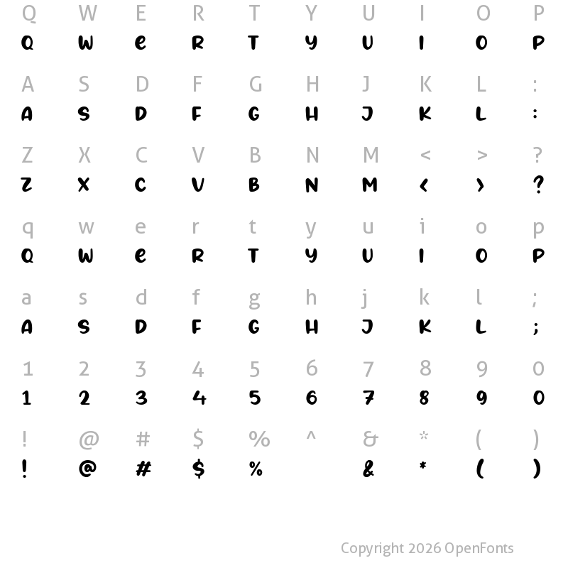 Character Map of Angels Cookie Regular