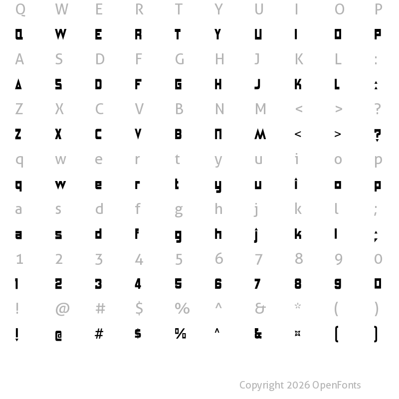Character Map of Angerpoise Lampshade Regular