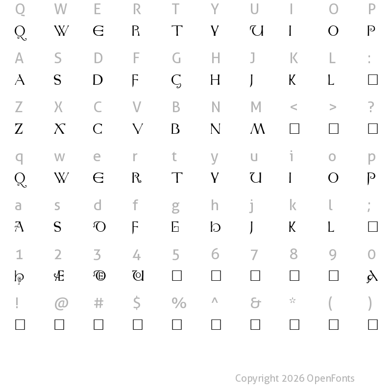 Character Map of Anglo-Saxon Caps Regular
