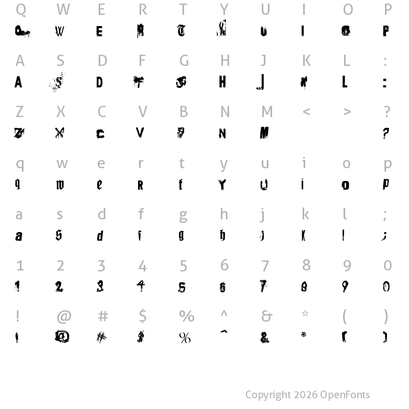 Character Map of Angsterdamn Regular