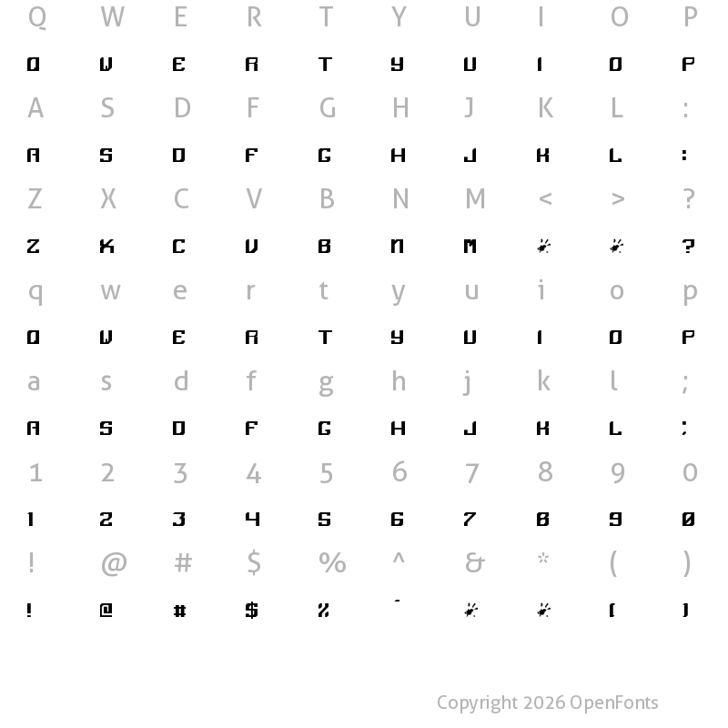 Character Map of Angular Regular