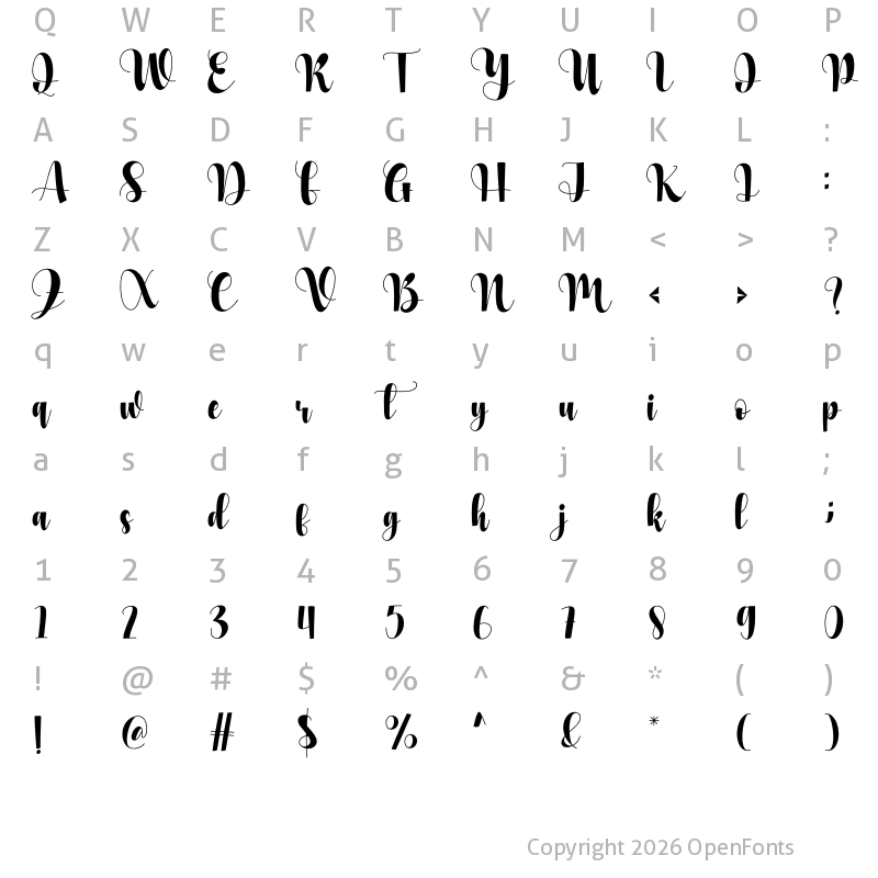 Character Map of Anika Regular