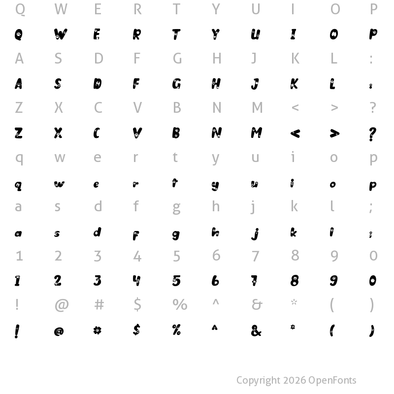 Character Map of Animal Paws Regular