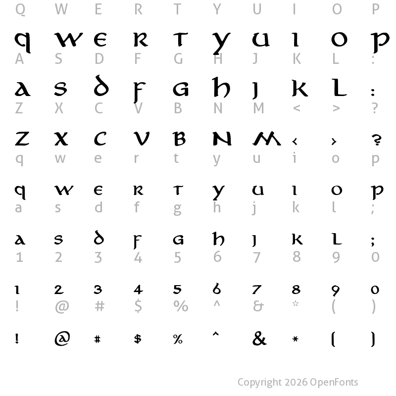 Character Map of Aniron Bold