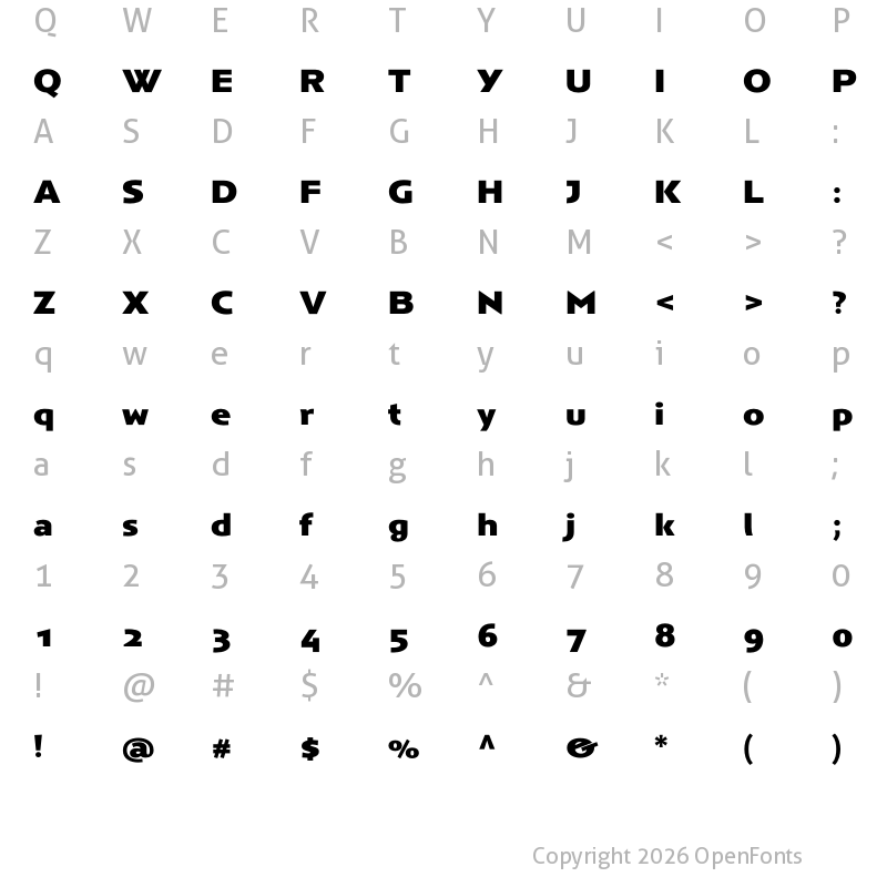Character Map of Anisette Std Petite ExBold