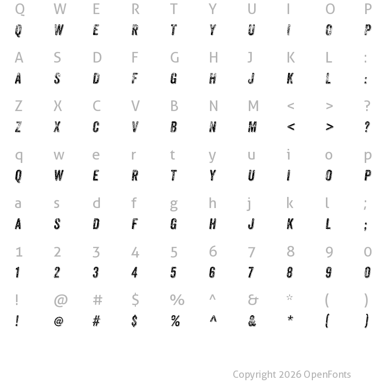 Character Map of Anodyne Combined Italic