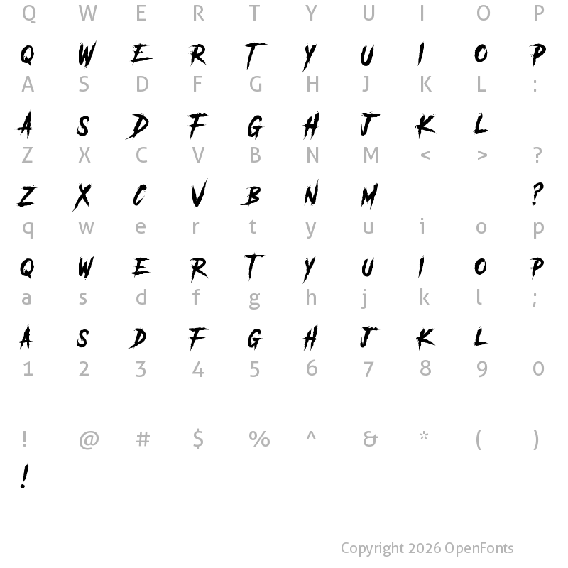 Character Map of Another Danger - Demo Regular