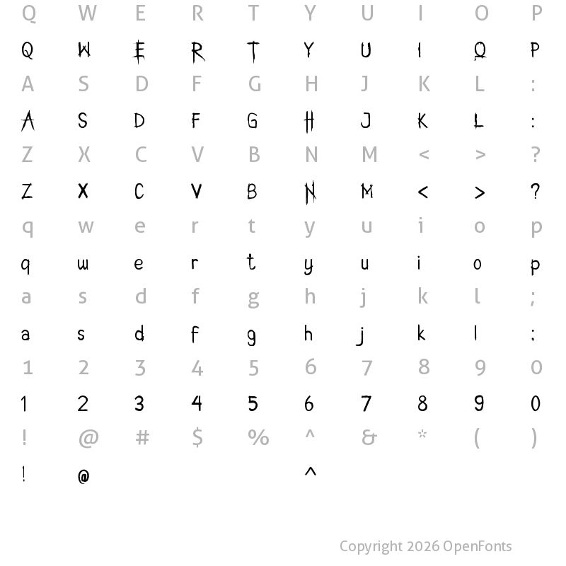 Character Map of AnotherScream Regular