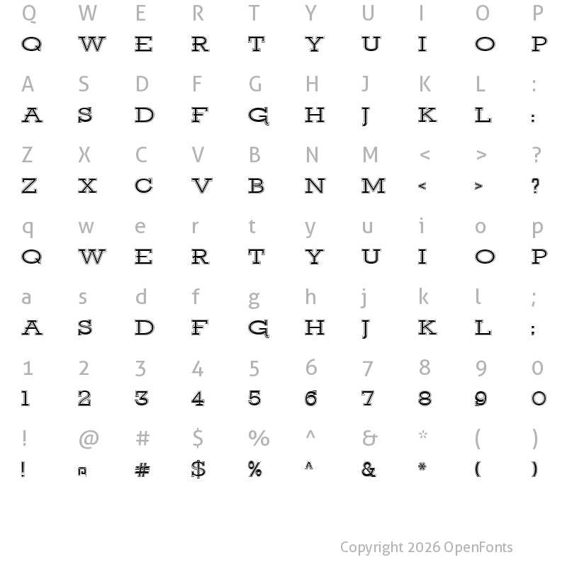 Character Map of Ansley Display Inline