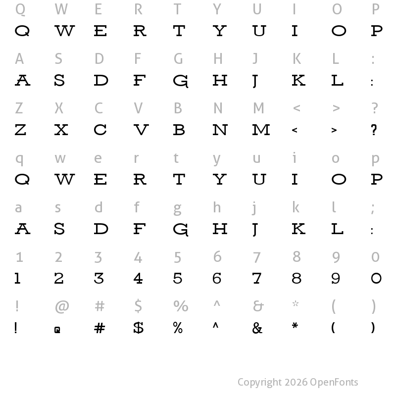 Character Map of Ansley Display Regular