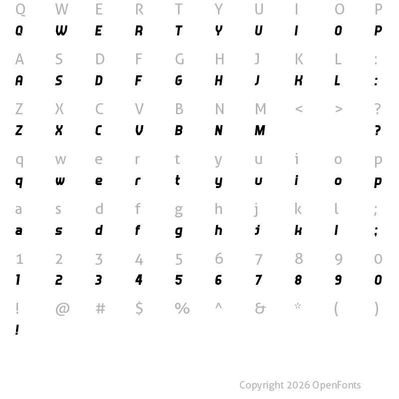 Character Map of Answer Italic
