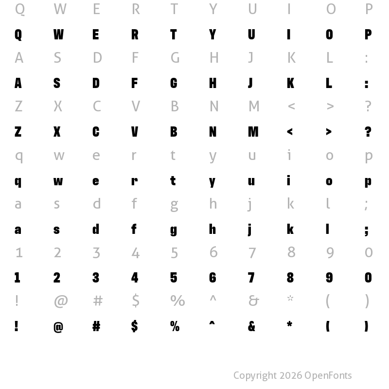 Character Map of Antarctican Headline Black