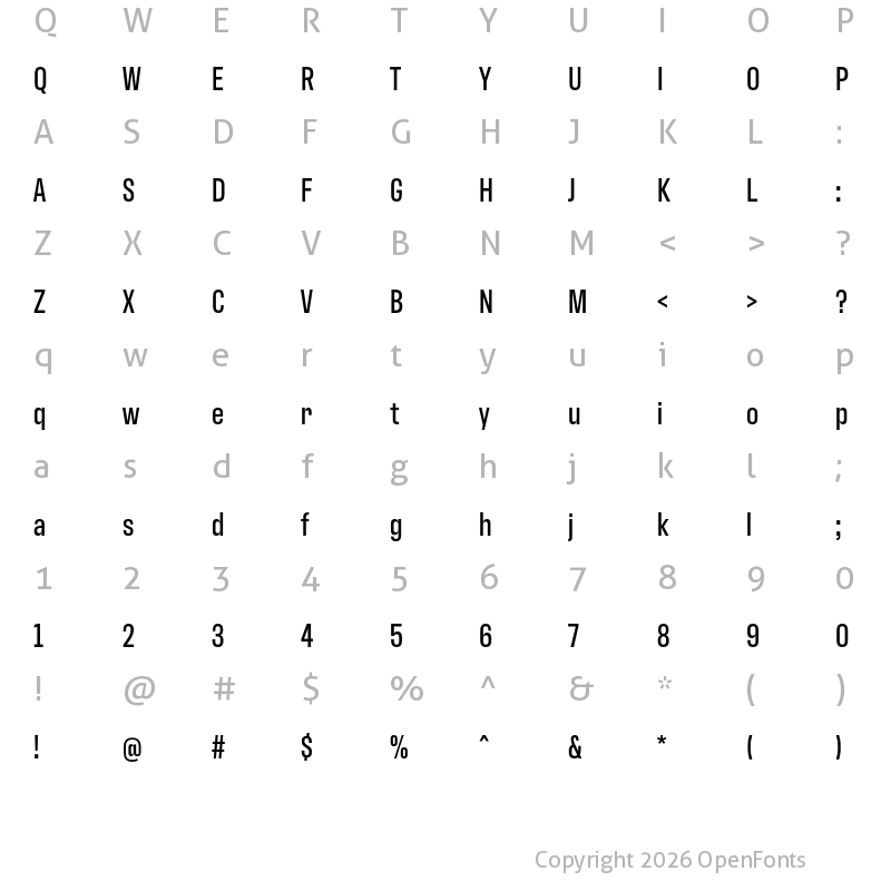 Character Map of Antarctican Headline Medium