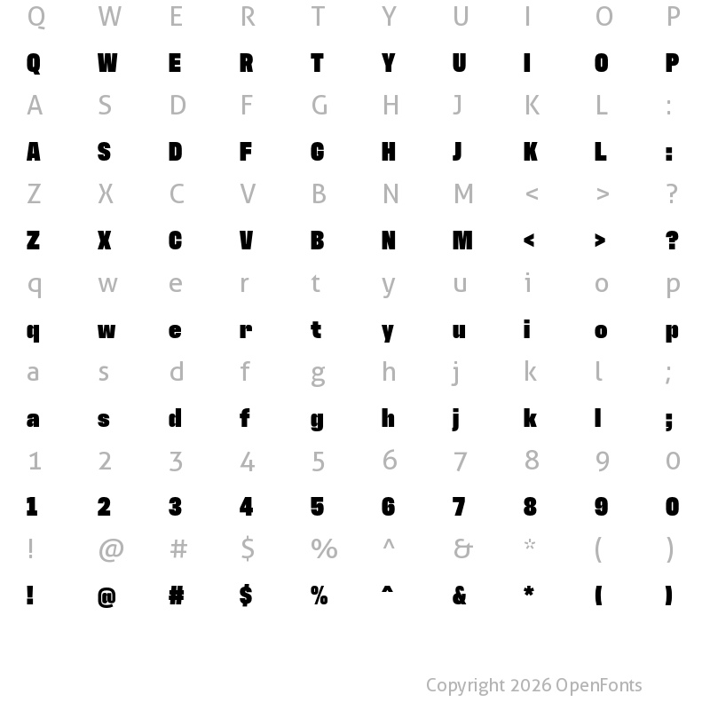 Character Map of Antarctican Headline Ultrabold