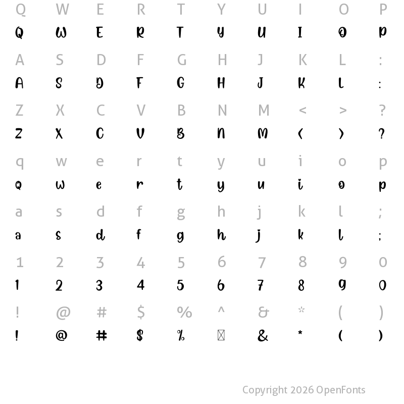 Character Map of Ante Blink Regular