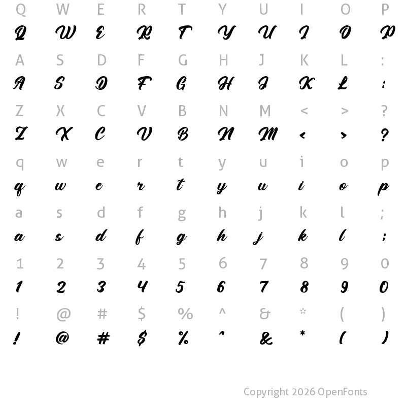 Character Map of Anthem Pride Regular