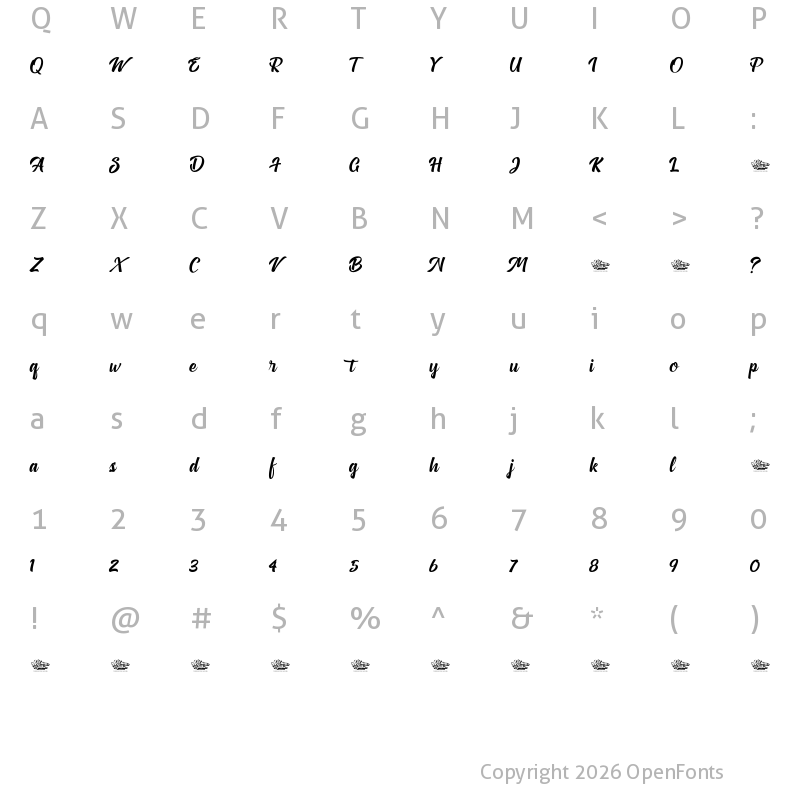 Character Map of Anthemie Regular
