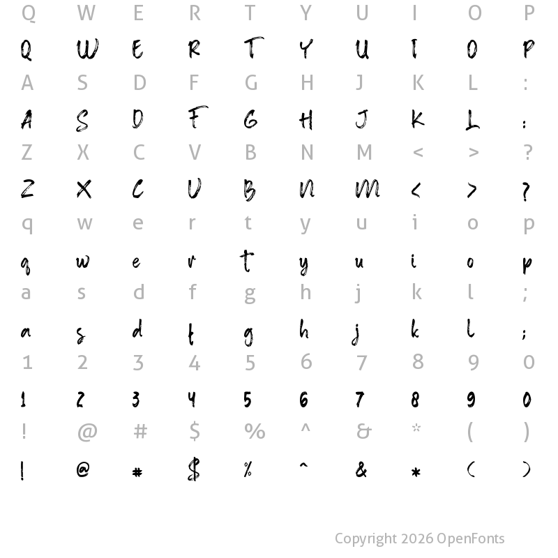 Character Map of Anther Brush Regular