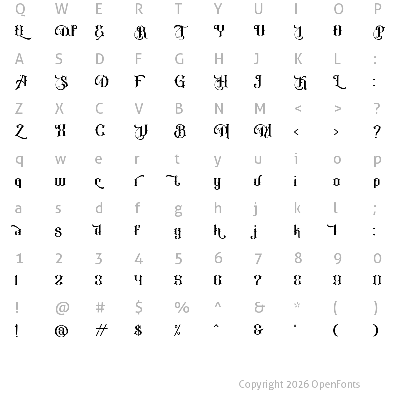 Character Map of Anthique Alt Regular