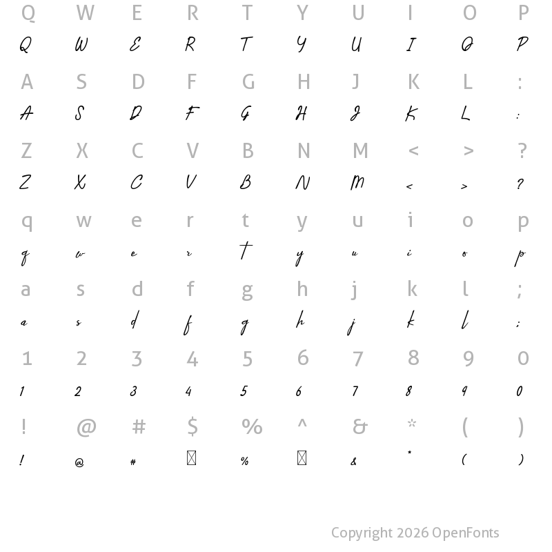 Character Map of Anthoni Gristhea Regular