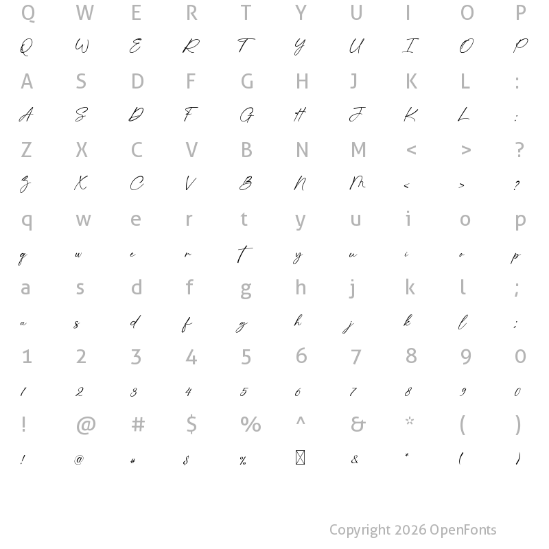 Character Map of AnthoniaSignature Script