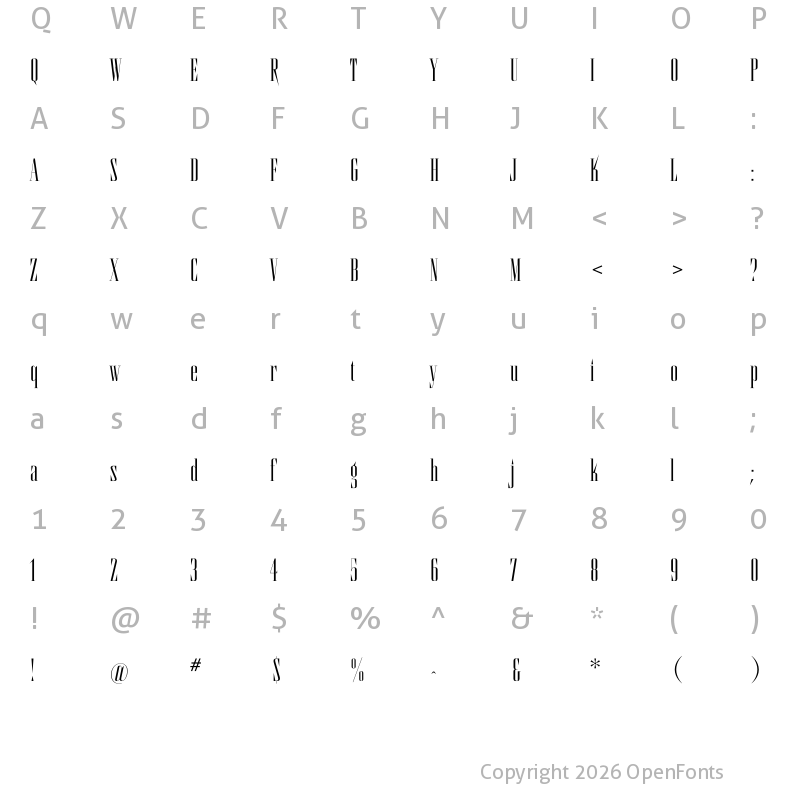 Character Map of Antina Bold