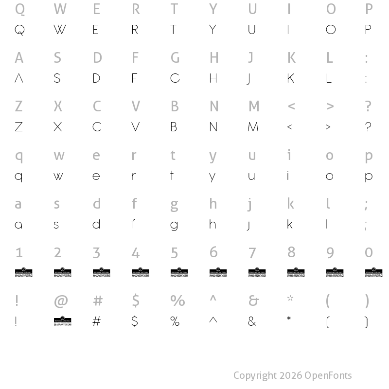 Character Map of Antipasto Pro Extralight