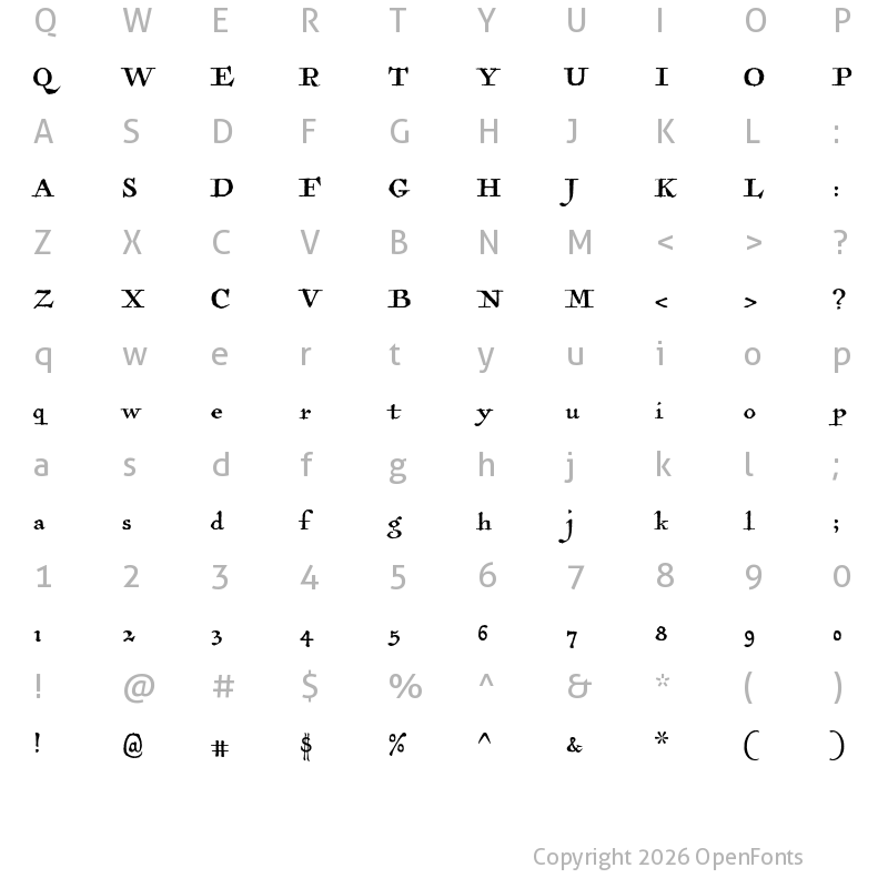 Character Map of Antiquarian Regular