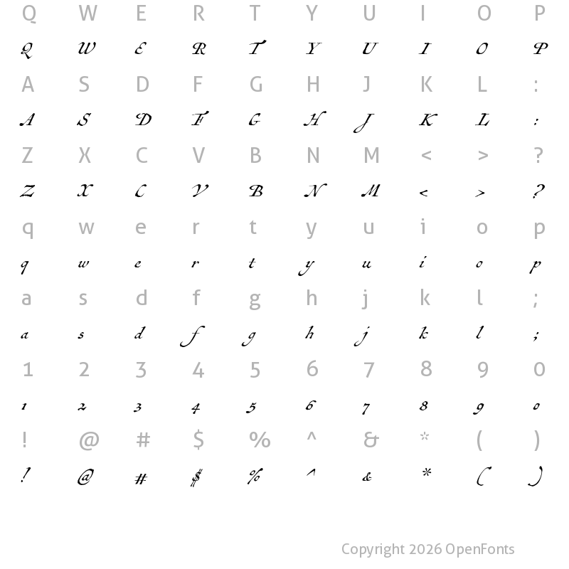 Character Map of Antiquarian Scribe Regular