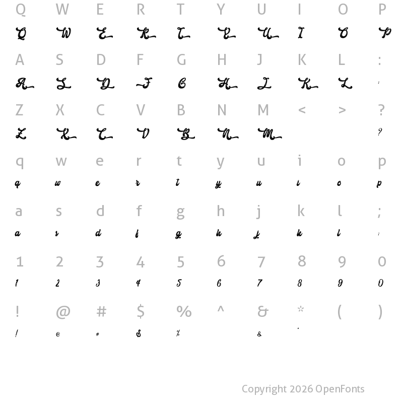Character Map of Antique Cherry - Personal Use Regular