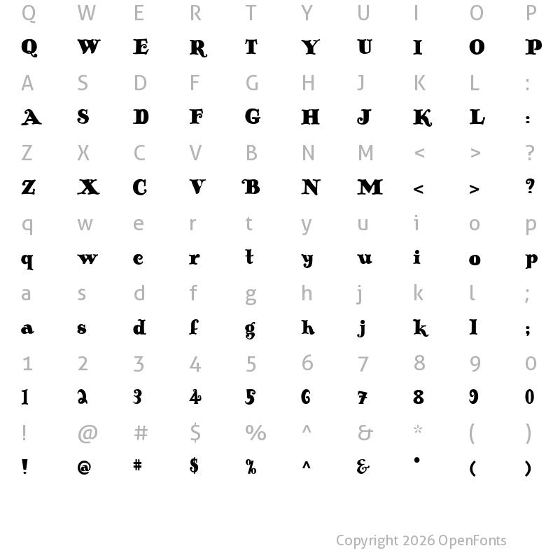 Character Map of Antique No 14 Regular
