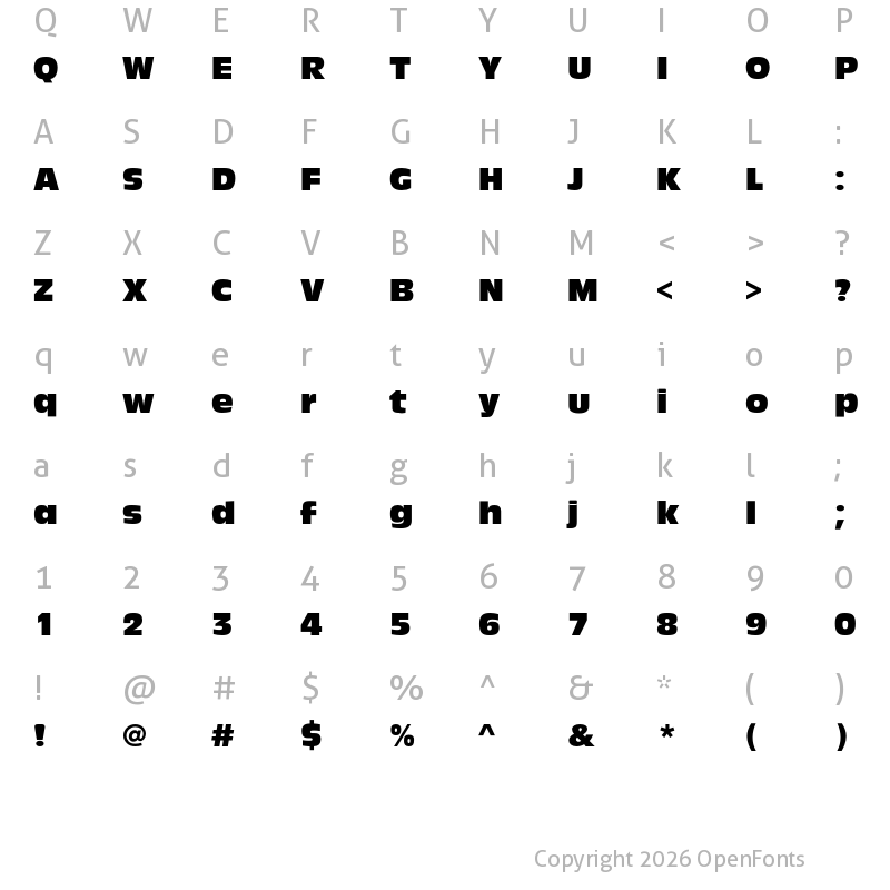 Character Map of Antique Olive Compact Regular
