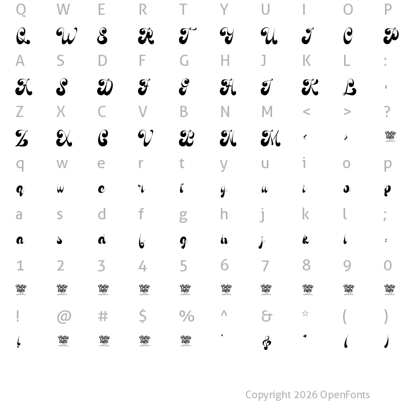 Character Map of Antique Vignette Regular
