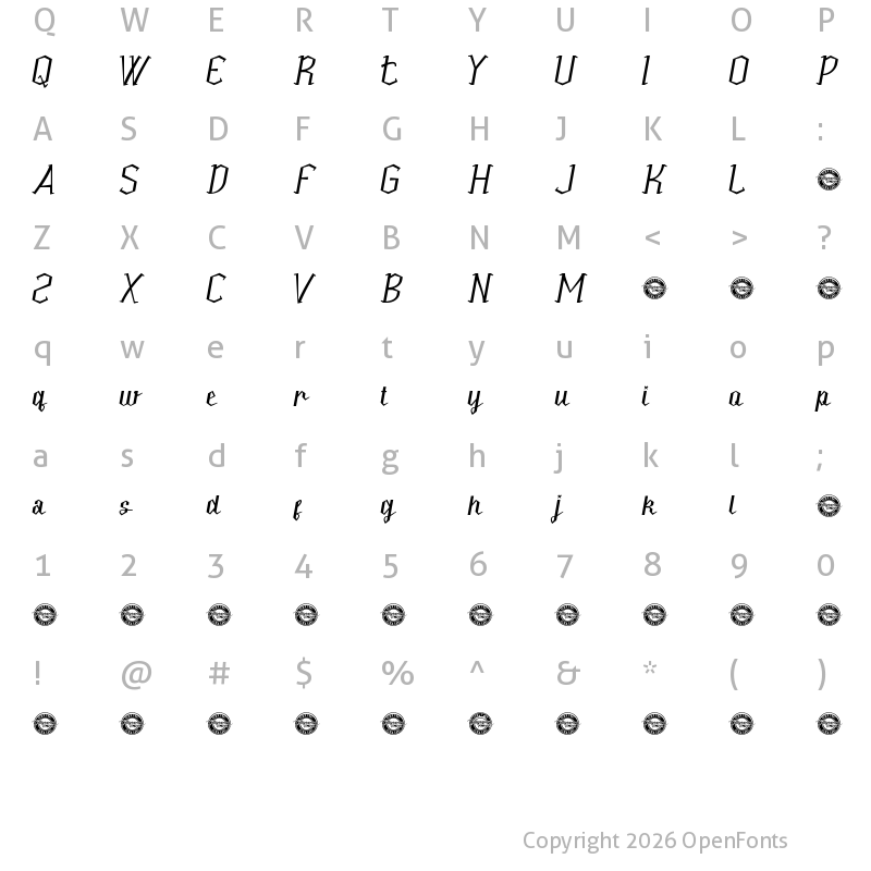 Character Map of AntiqueCollectionDem Regular