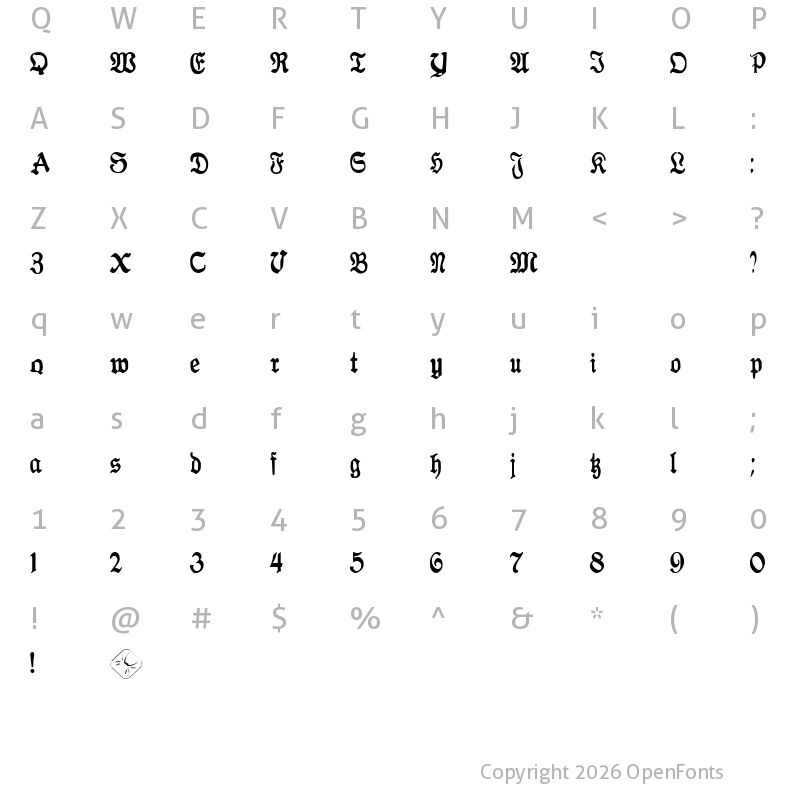 Character Map of Antraxja  Goth 1938 Regular