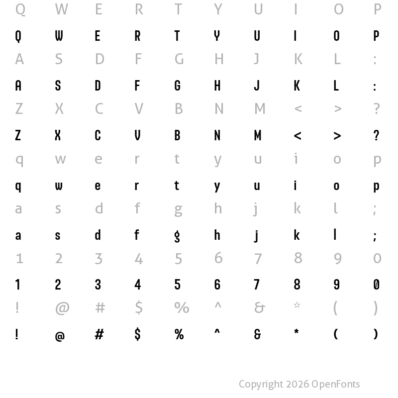 Character Map of Anugrom Regular