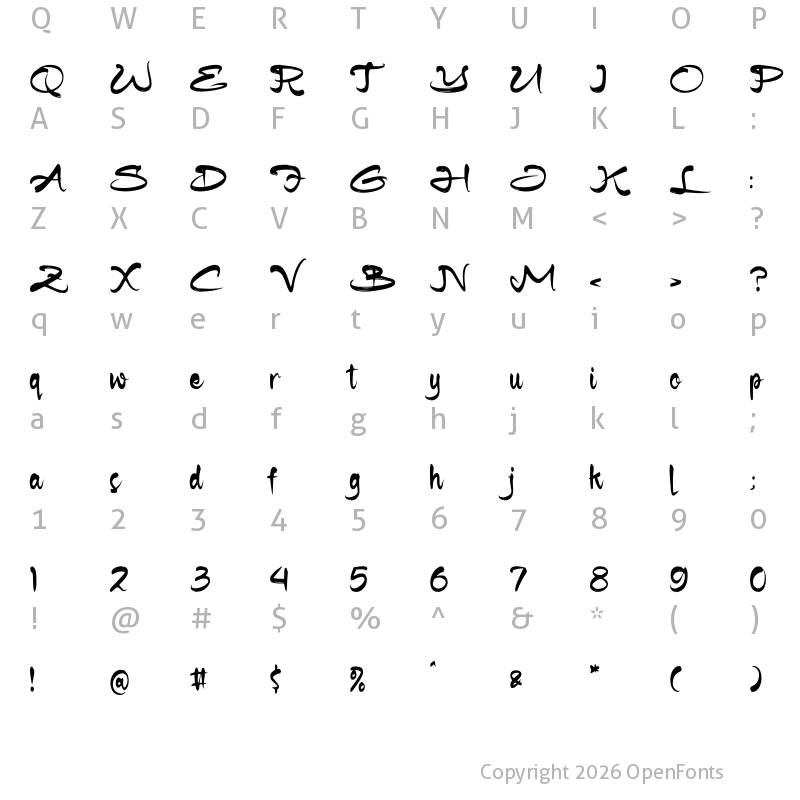 Character Map of Anyboster Kladigta Regular