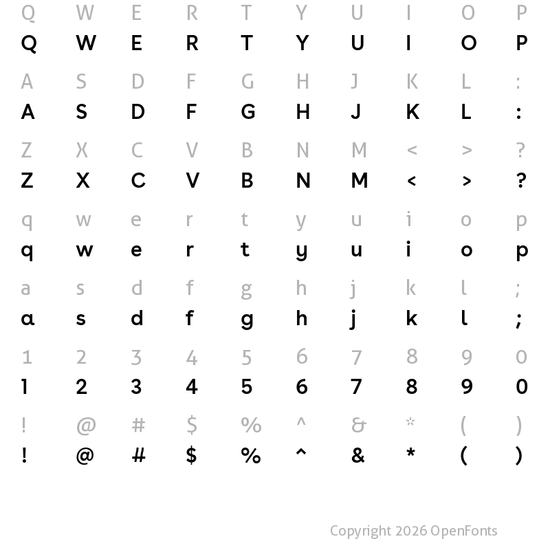 Character Map of AOK Buenos Aires SemiBold