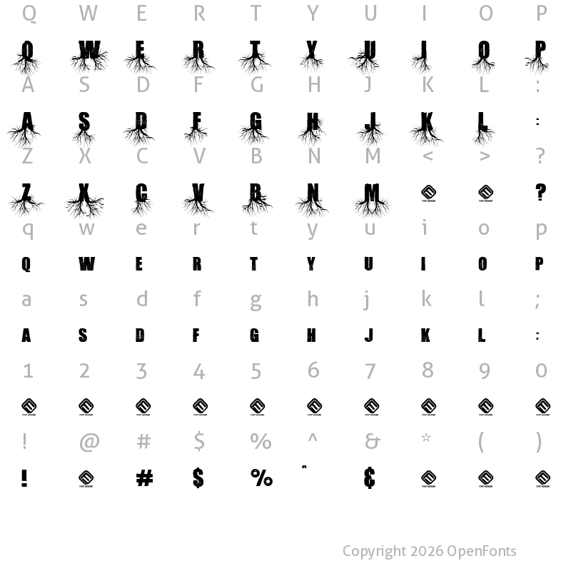 Character Map of Aokigahara Regular