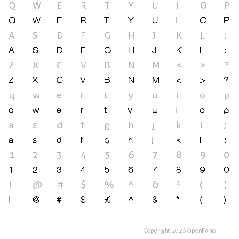 Character Map of Aovel Sans Rounded