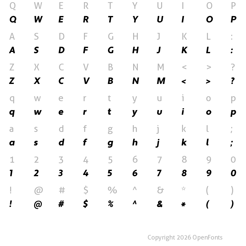 Character Map of Apertura Black Obliq