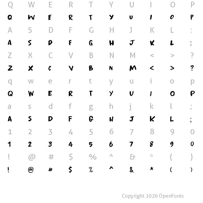 Character Map of Apex Brush Regular