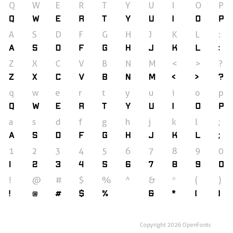 Character Map of Apex Mk2 Bold Extended