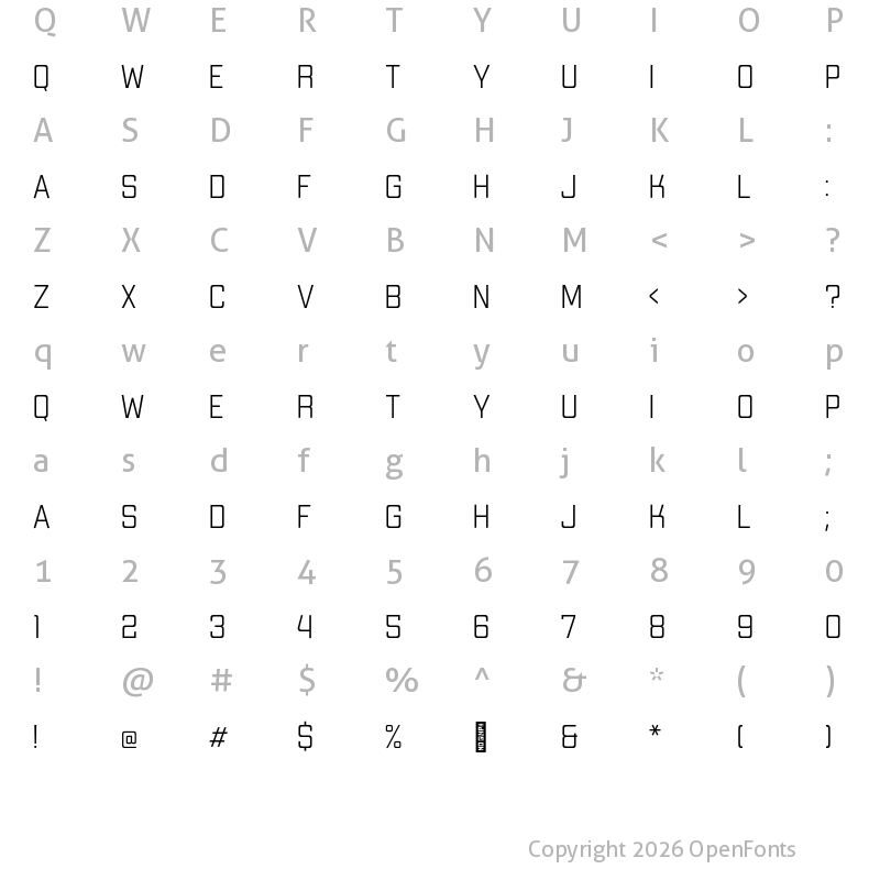 Character Map of Apex Mk3 ExtraLight