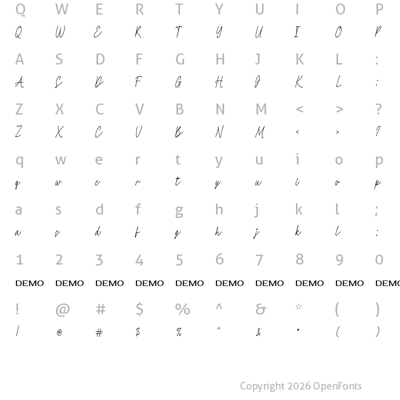 Character Map of Aplenty Regular