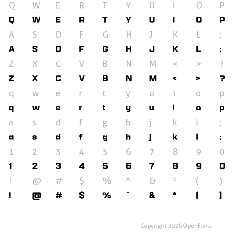 Character Map of Apotek ExtraWide Bold