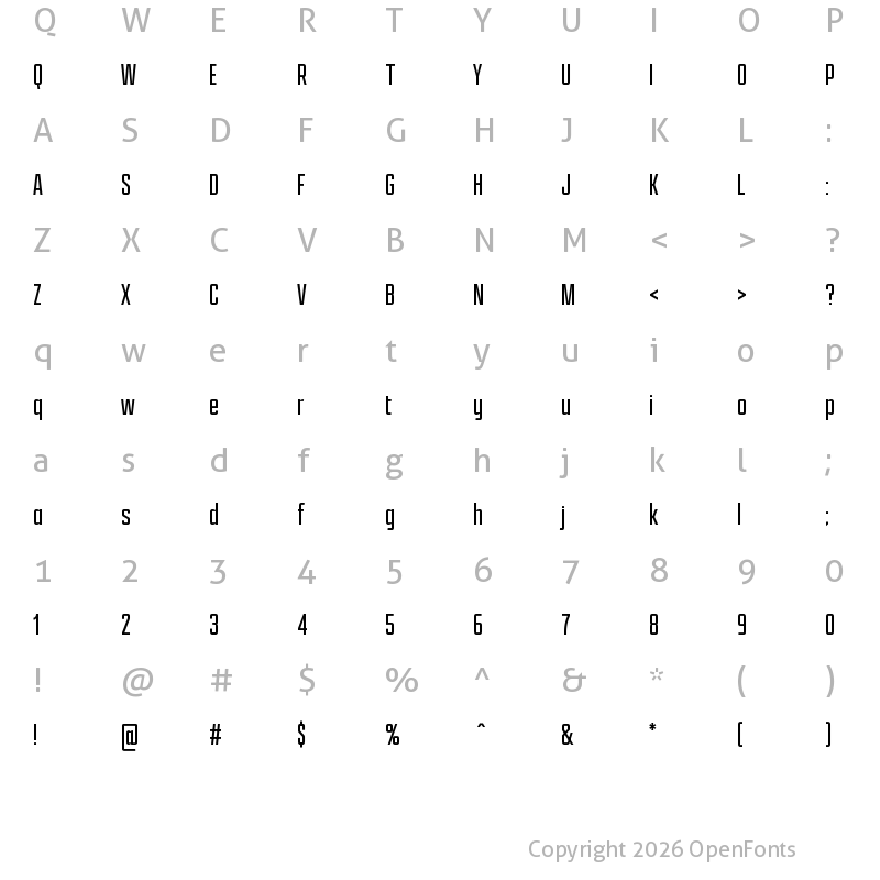 Character Map of Apotek Variable Compressed ExtraLight