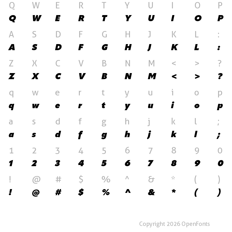 Character Map of Apparat Heavy Italic