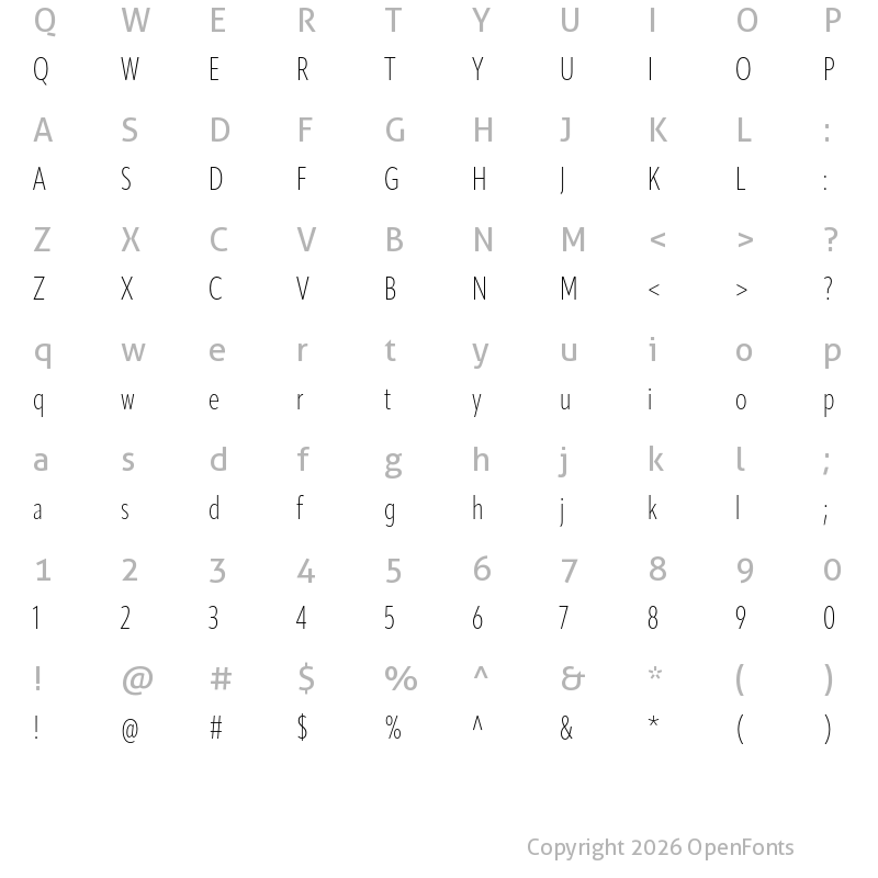Character Map of ApparatExtraCond Extralight