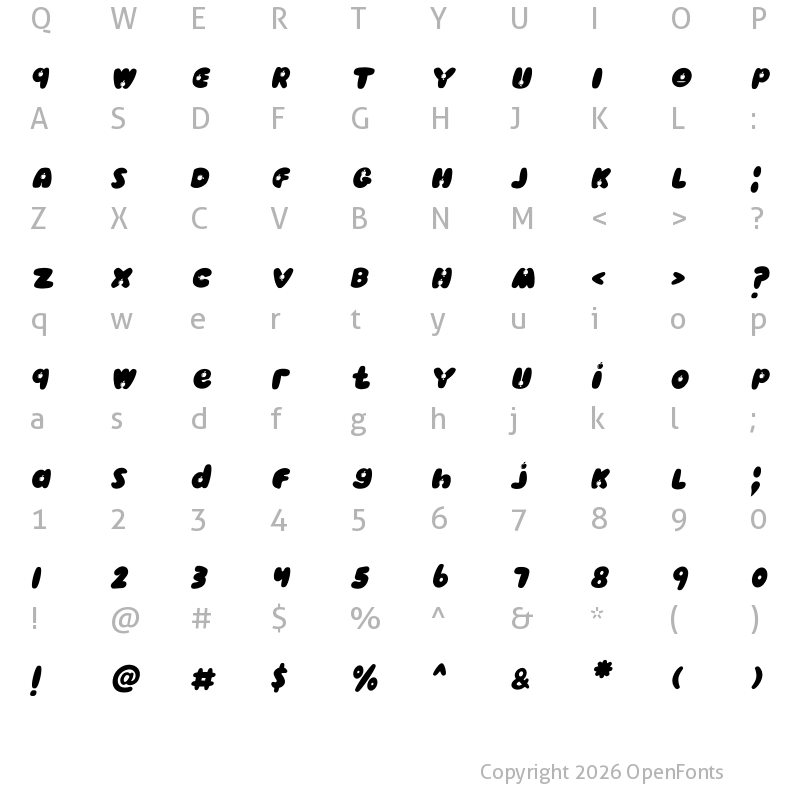 Character Map of Apple Kids Italic Italic